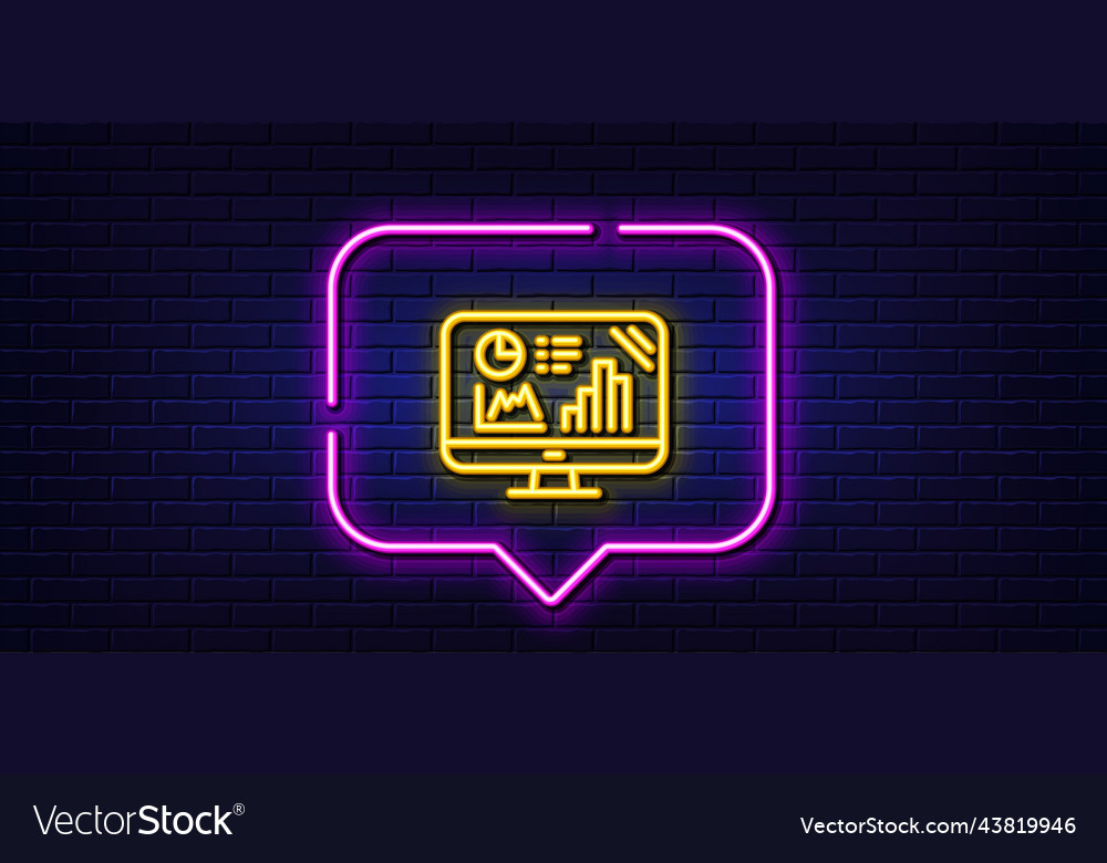 Analytics graph line icon column chart sign neon vector image Analytics graph line icon column chart sign neon
