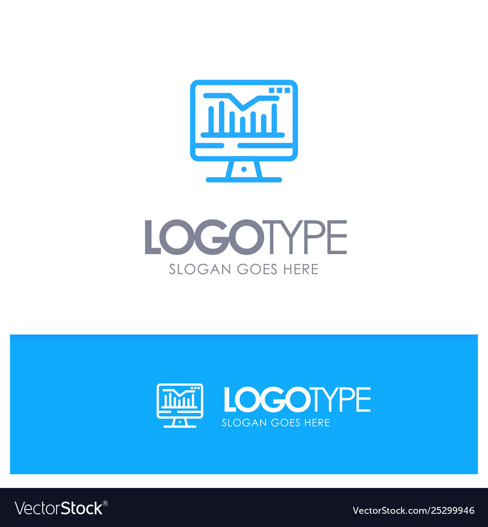 Computer static graph monitor blue logo line style