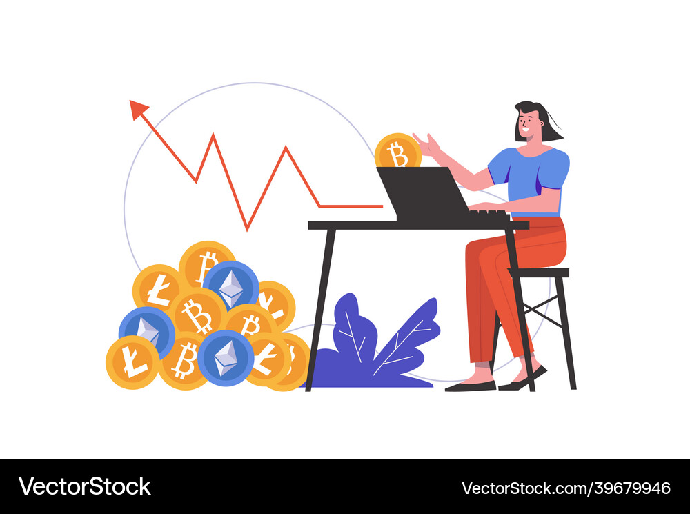 Cryptocurrency mining concept Royalty Free Vector Image