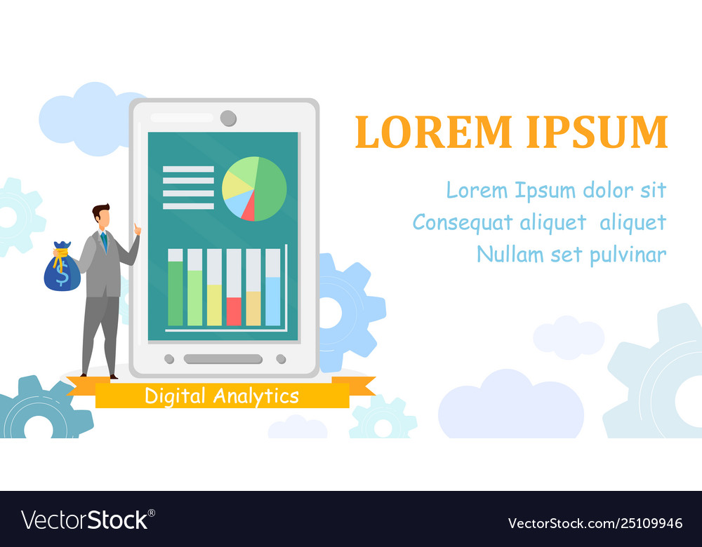 Data Analytics App Web Banner Template Royalty Free Vector