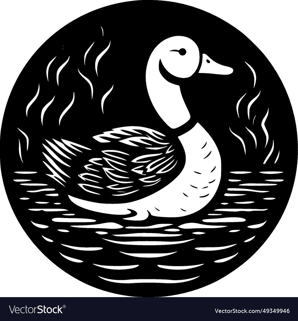 Duck black and white Royalty Free Vector Image