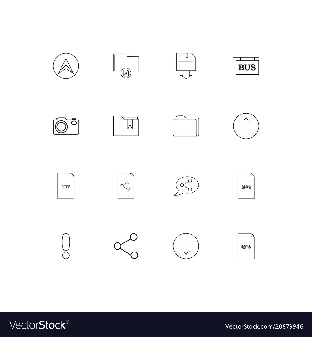 Files and folders sign linear thin icons set