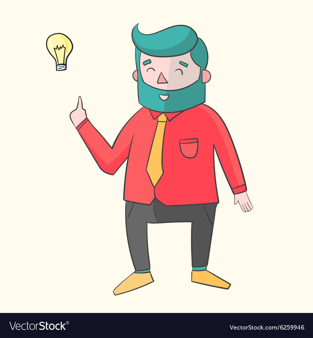Hipster man beard with idea lamp for text