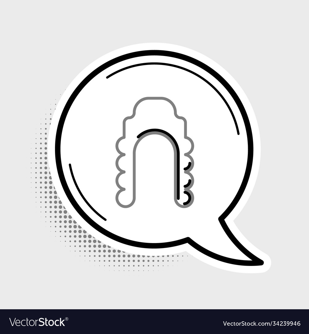 Line judge wig icon isolated on grey background vector image Line judge wig icon isolated on grey background