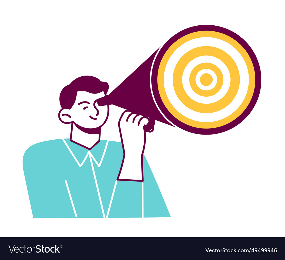 Man looks through telescope business vision Vector Image