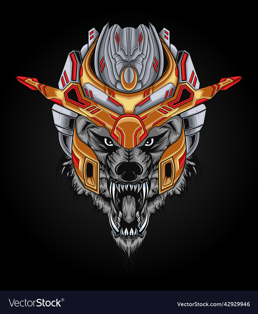 Mech wolf head power perfect for design Royalty Free Vector