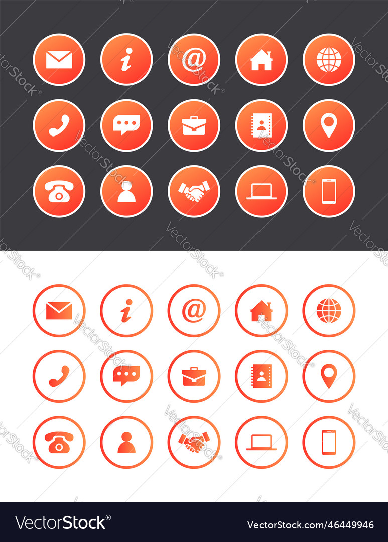 Orange circular line business icon set