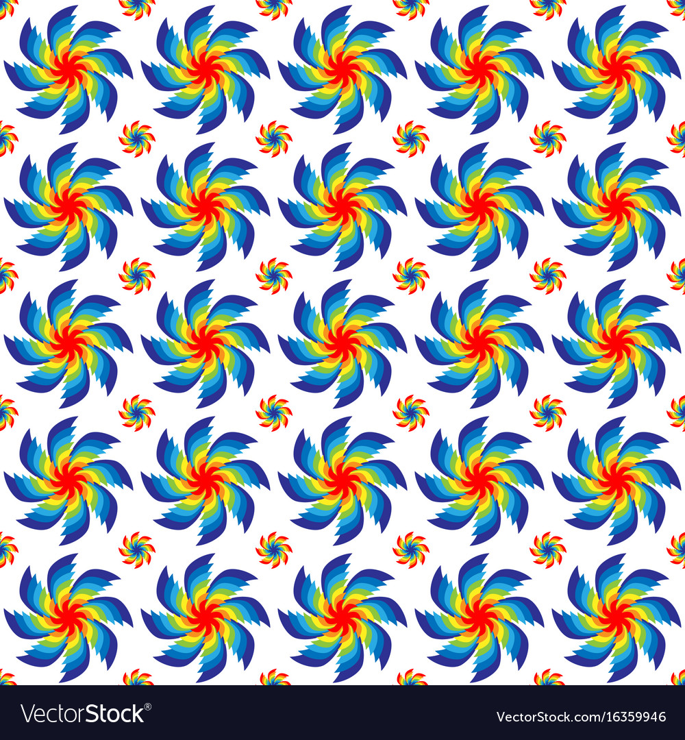 Seamless pattern of rotating bright colors all