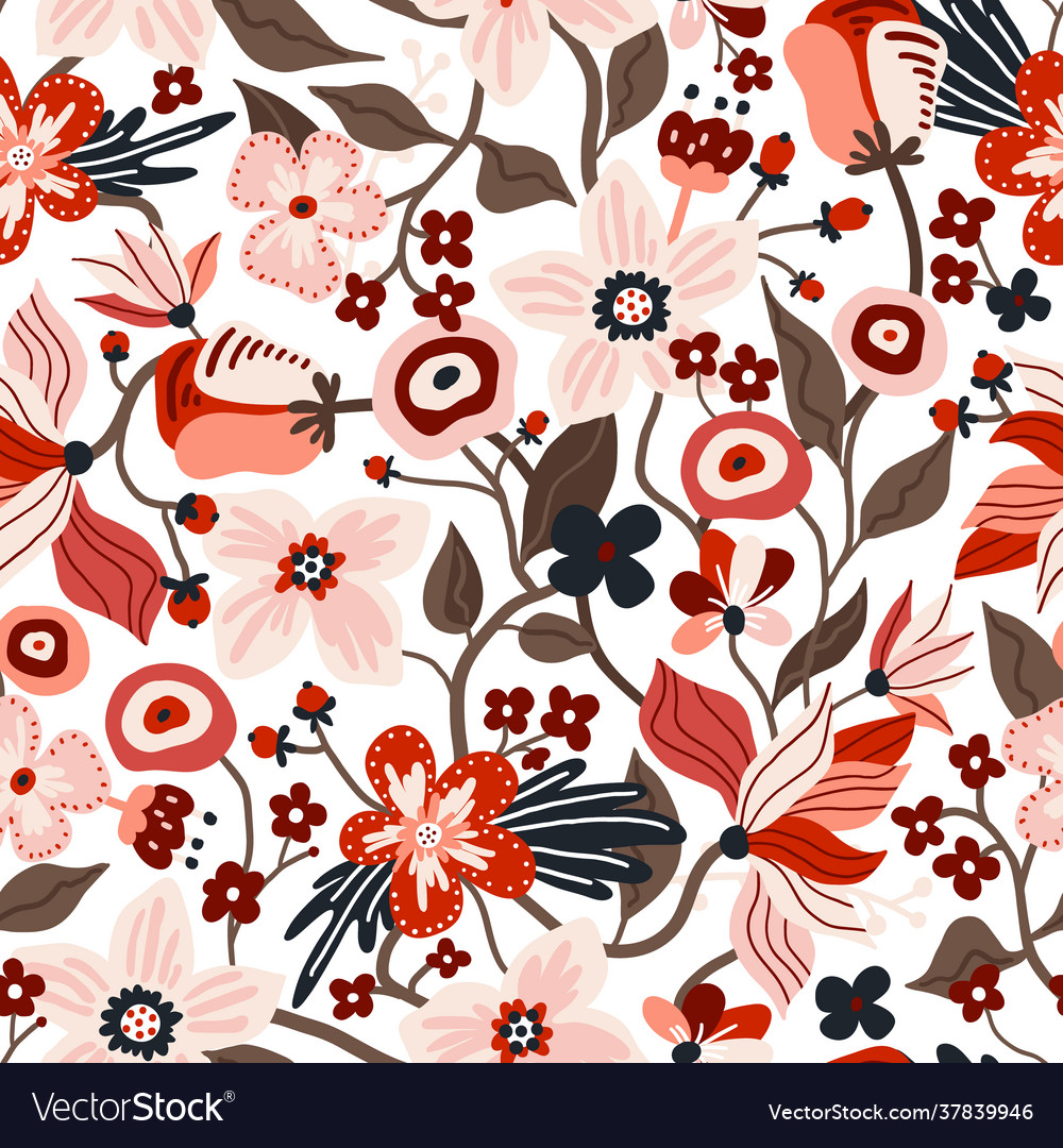 Seamless pattern with flowers creative vector image Seamless pattern with flowers creative
