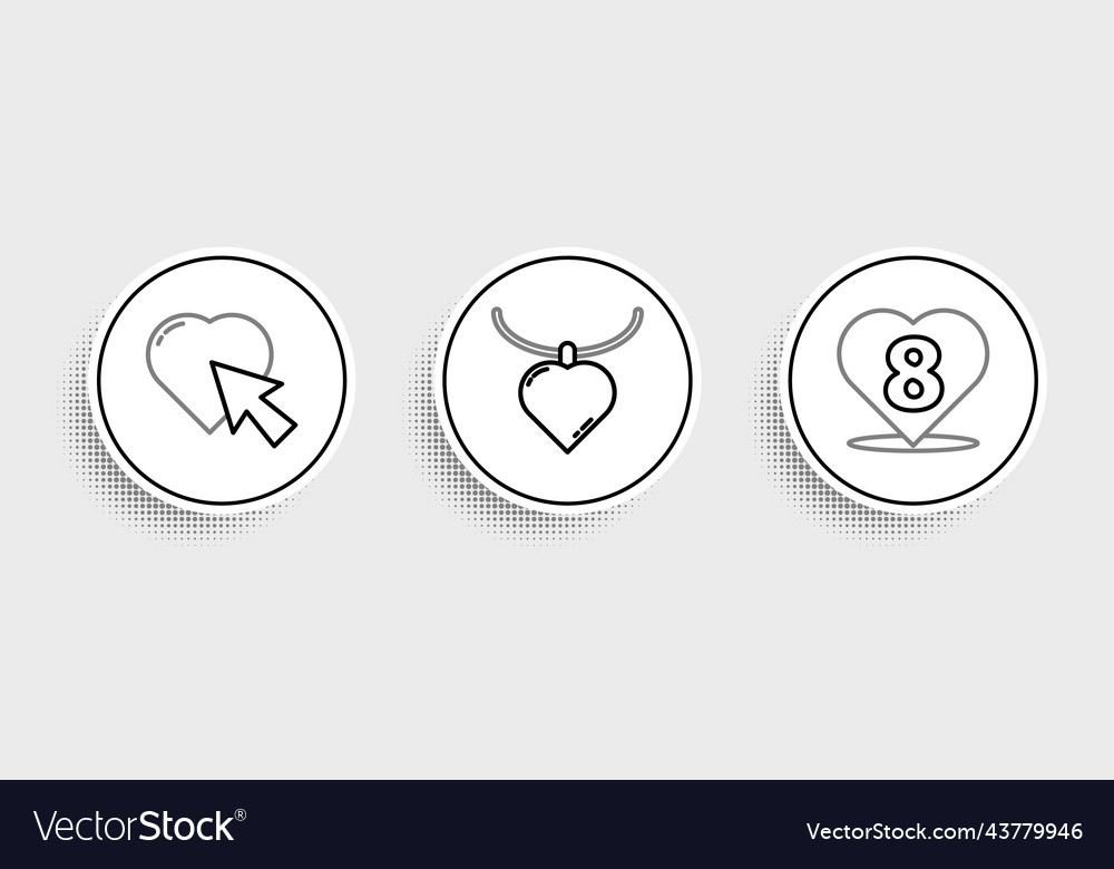 Set line heart with 8 march and cursor click vector image Set line heart with 8 march and cursor click