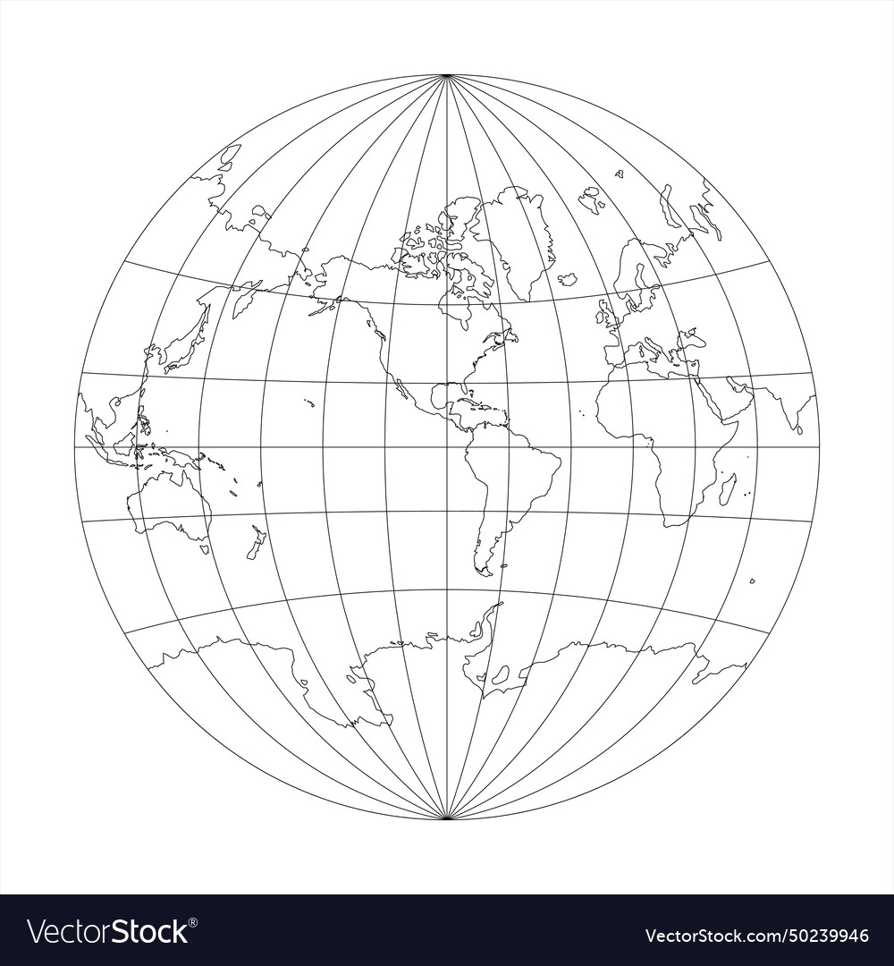 Simplified map of world focused on americas Vector Image