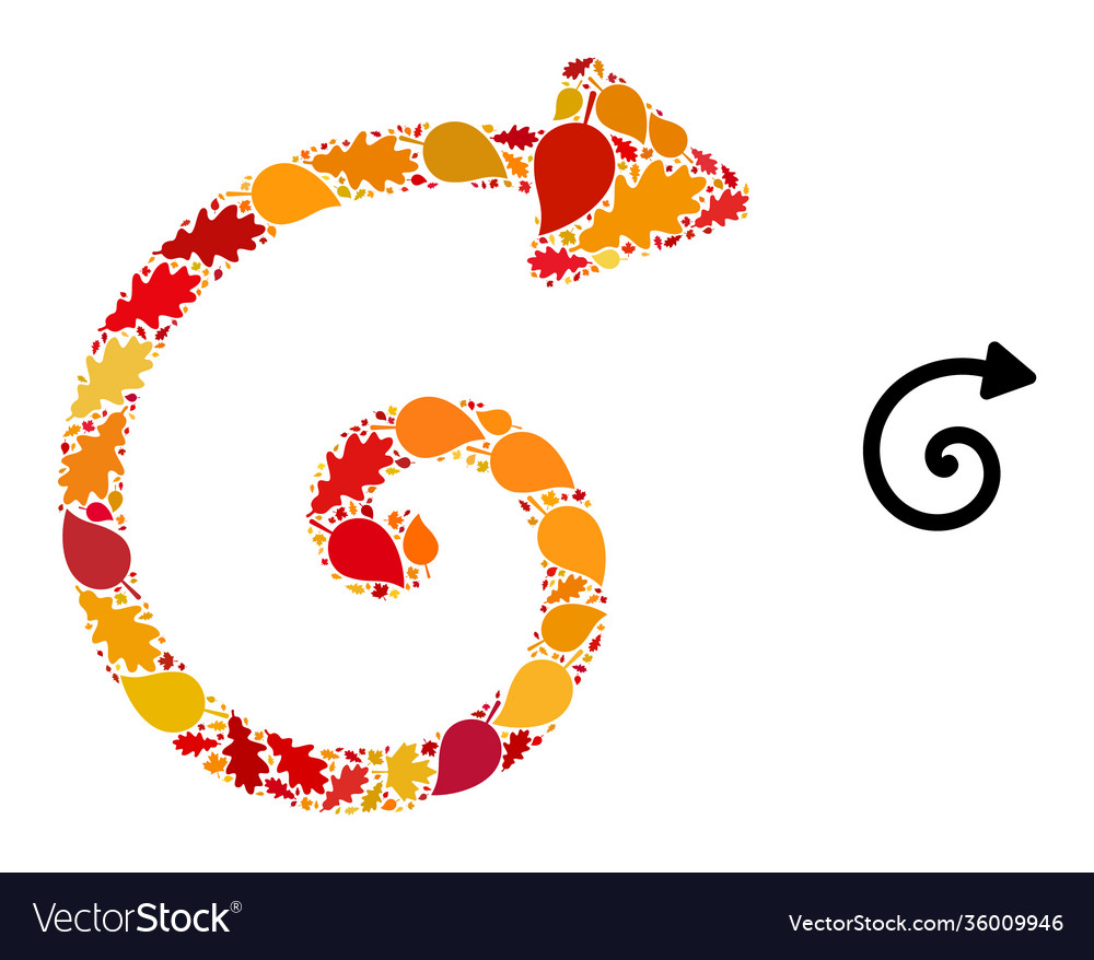 Spiral arrow autumn composition icon with fall