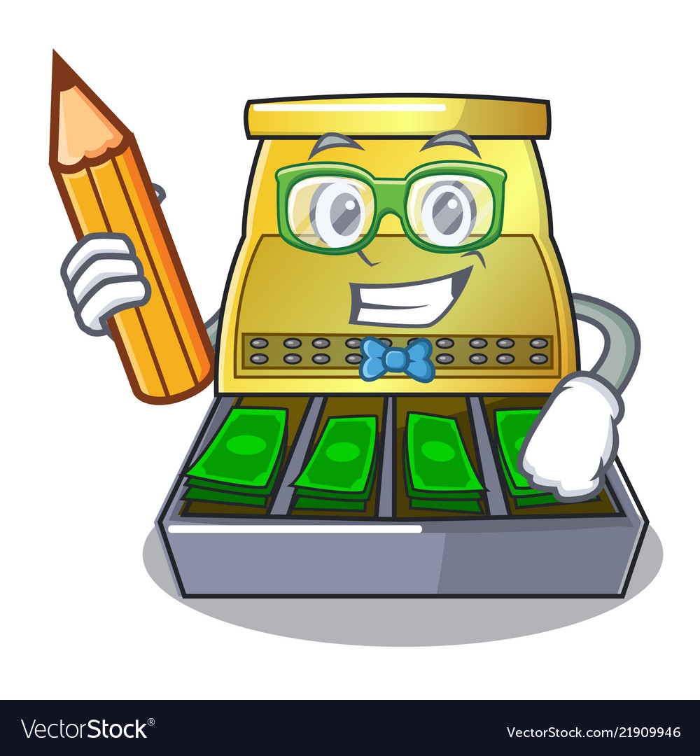 Student cartoon vintage cash register front view Vector Image