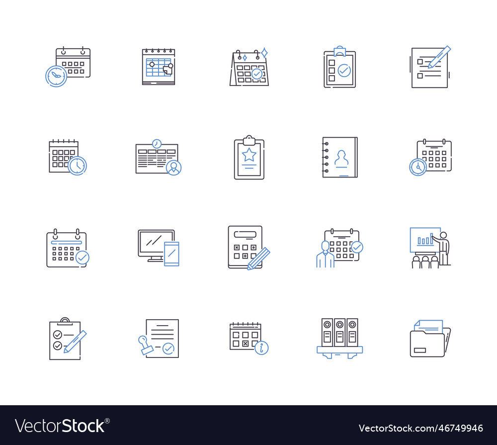 Time and date outline icons collection