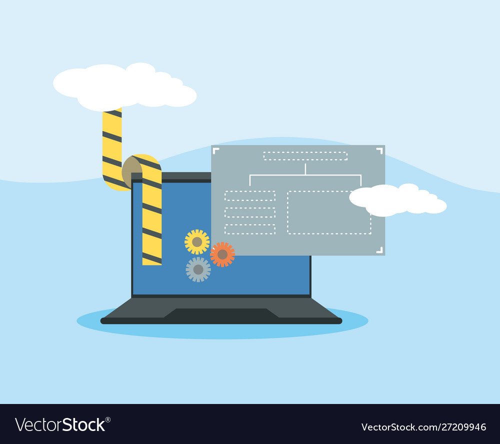 Website under construction with desktop computer