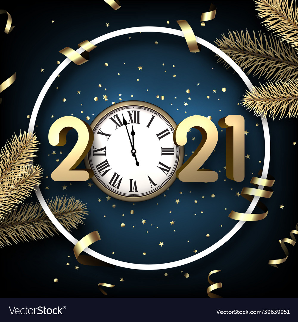 2021 sign with clock showing twelve oclock vector image 2021 sign with clock showing twelve oclock
