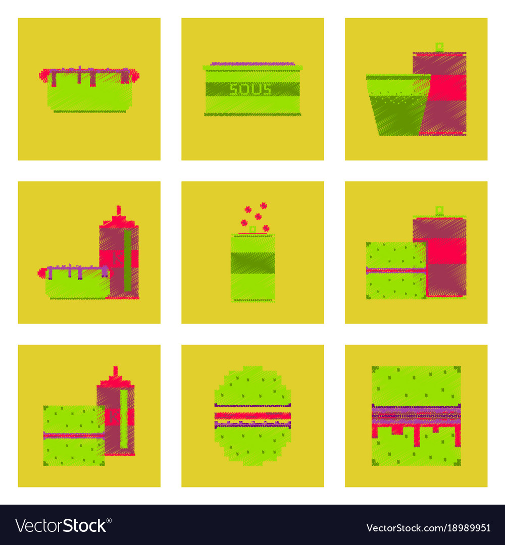 Assembly of flat shading style pixel icon fast