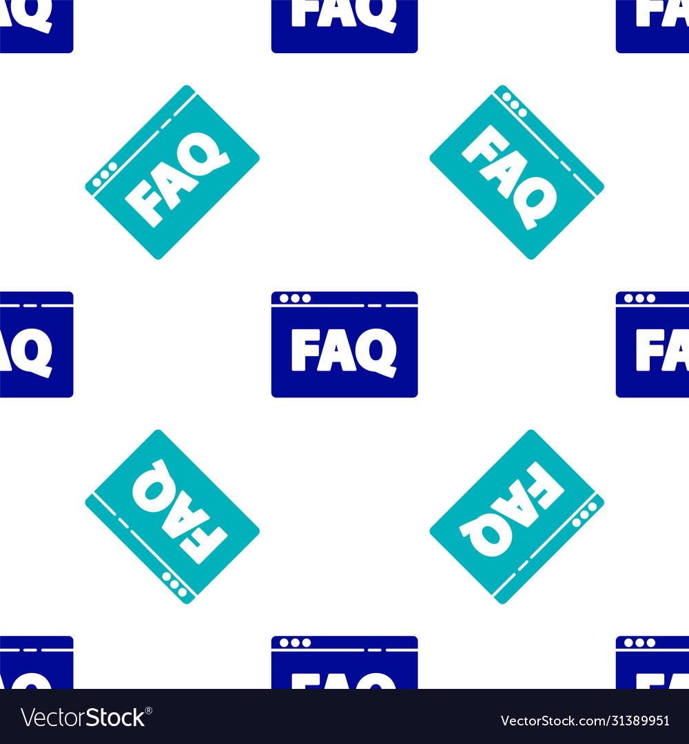 Blue browser faq icon isolated seamless pattern vector image Blue browser faq icon isolated seamless pattern
