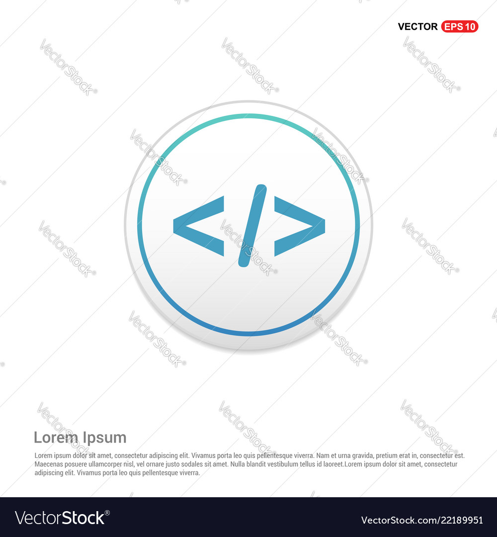 Code icon - white circle button vector image Code icon - white circle button