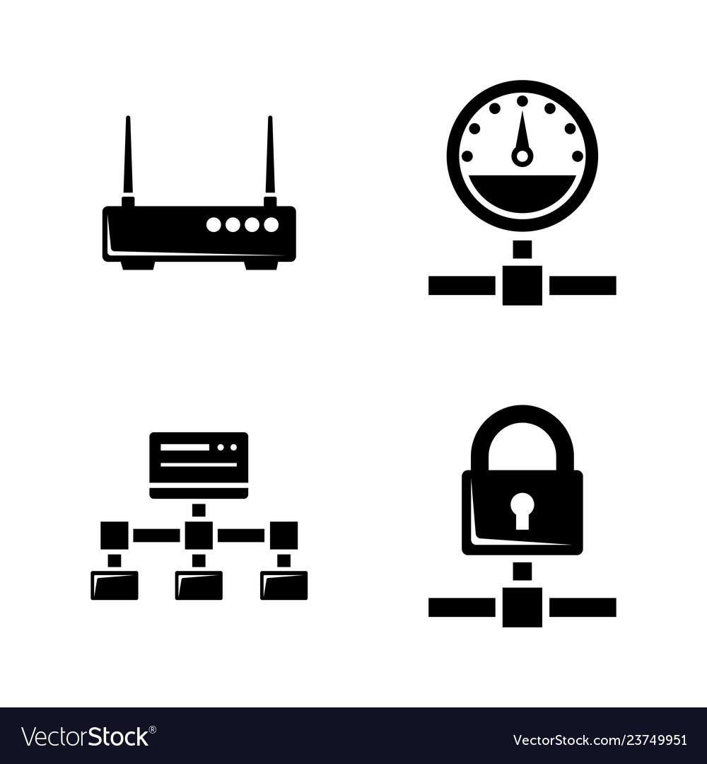 Computer network simple related icons vector image Computer network simple related icons