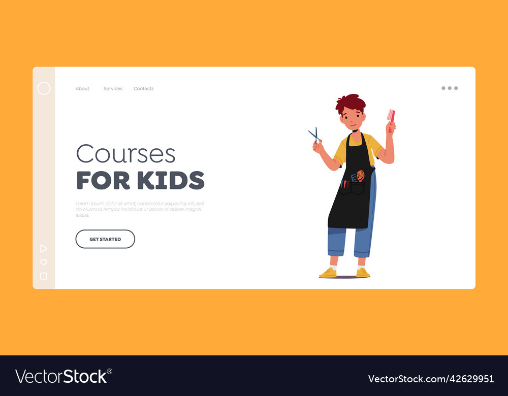 Courses for kids landing page template boy Vector Image