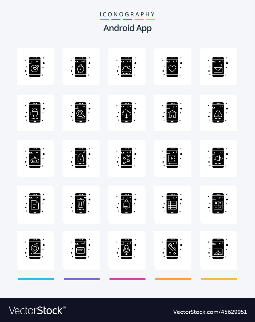 Creative android app 25 glyph solid black icon Vector Image