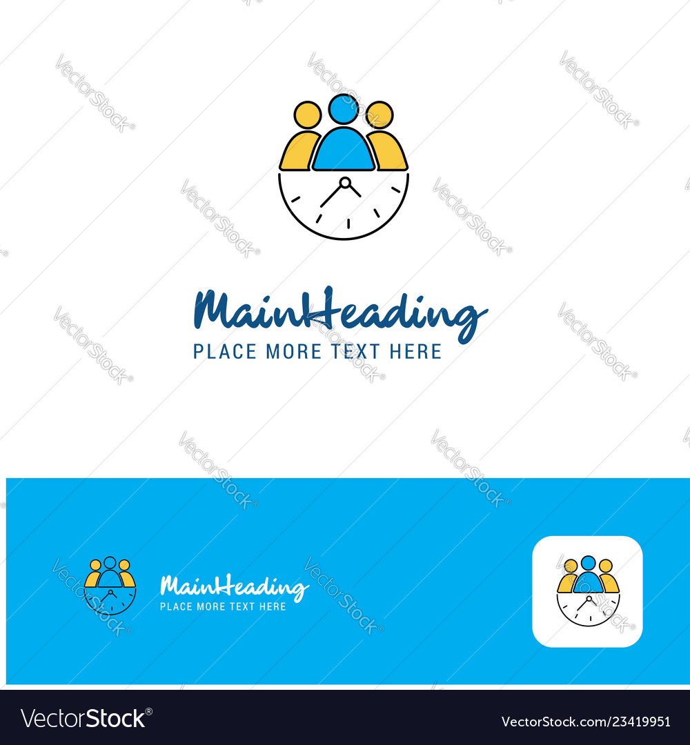 Creative team on time logo design flat color