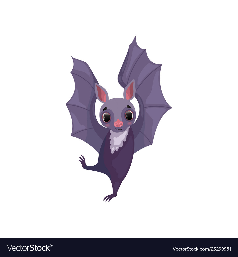 Cute purple bat funny creature cartoon character Vector Image