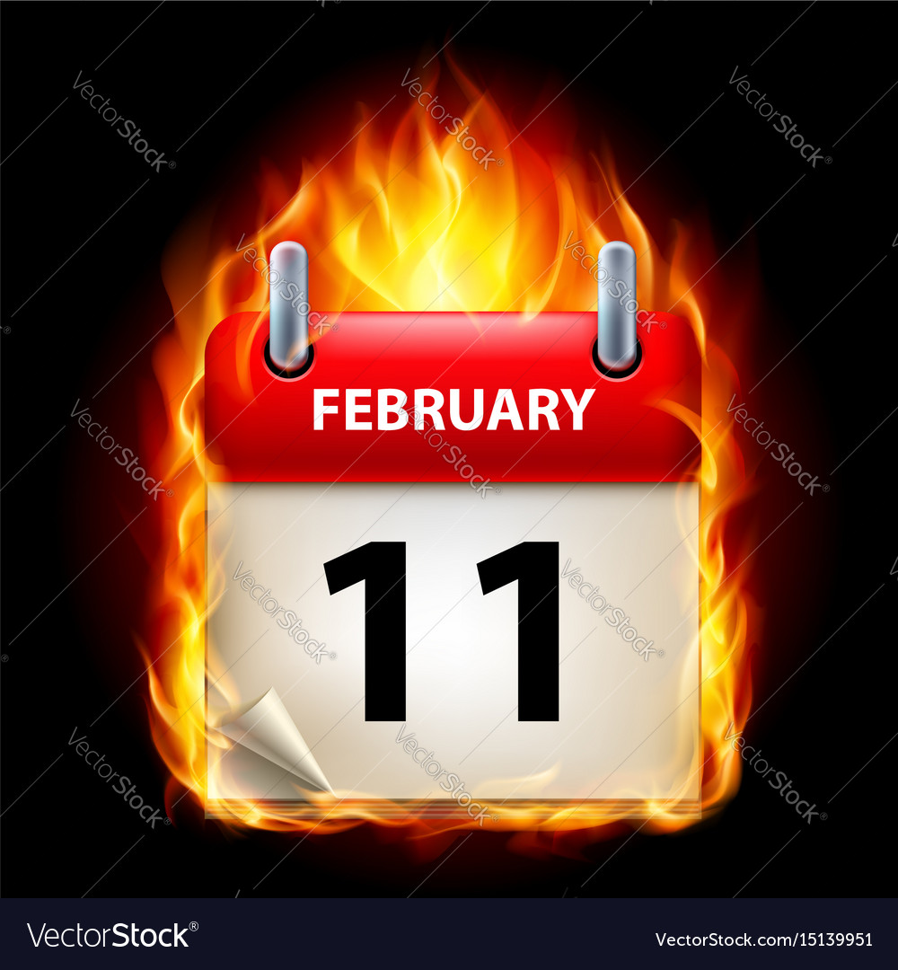 Eleventh february in calendar burning icon