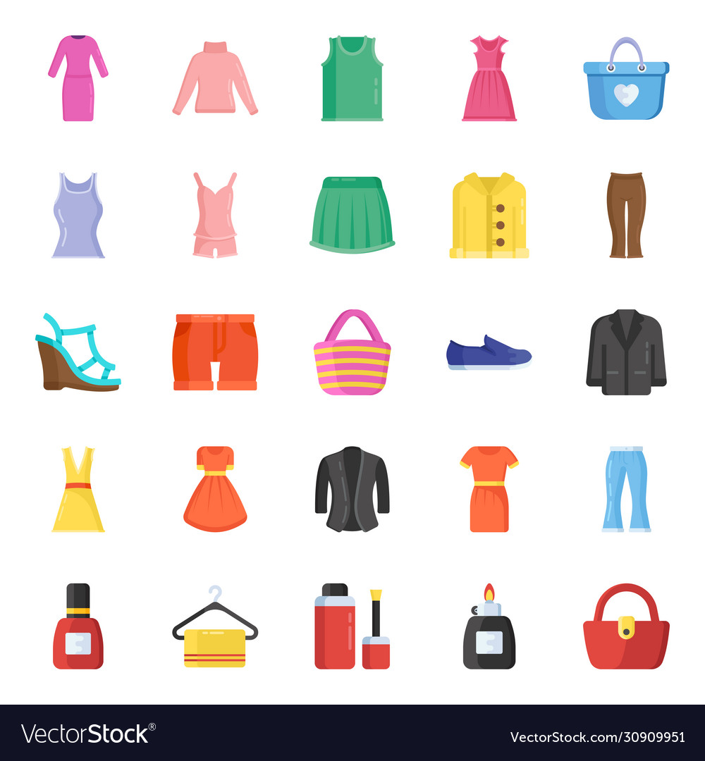 Fashion beauty flat icons pack