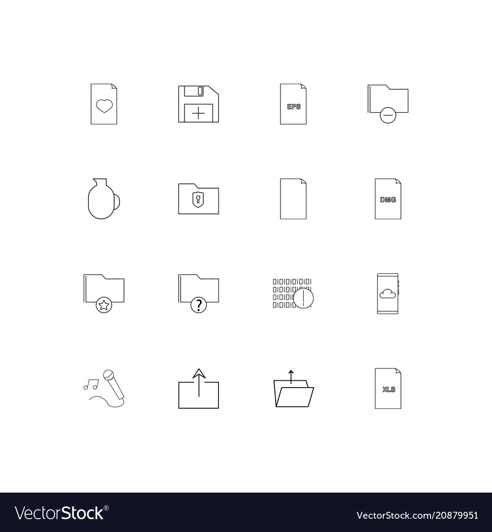 Files and folders sign linear thin icons set
