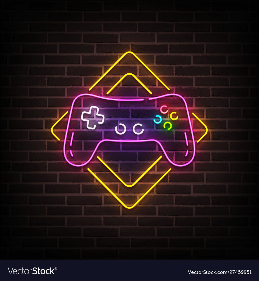 Hard games neon sign game logo Royalty Free Vector Image