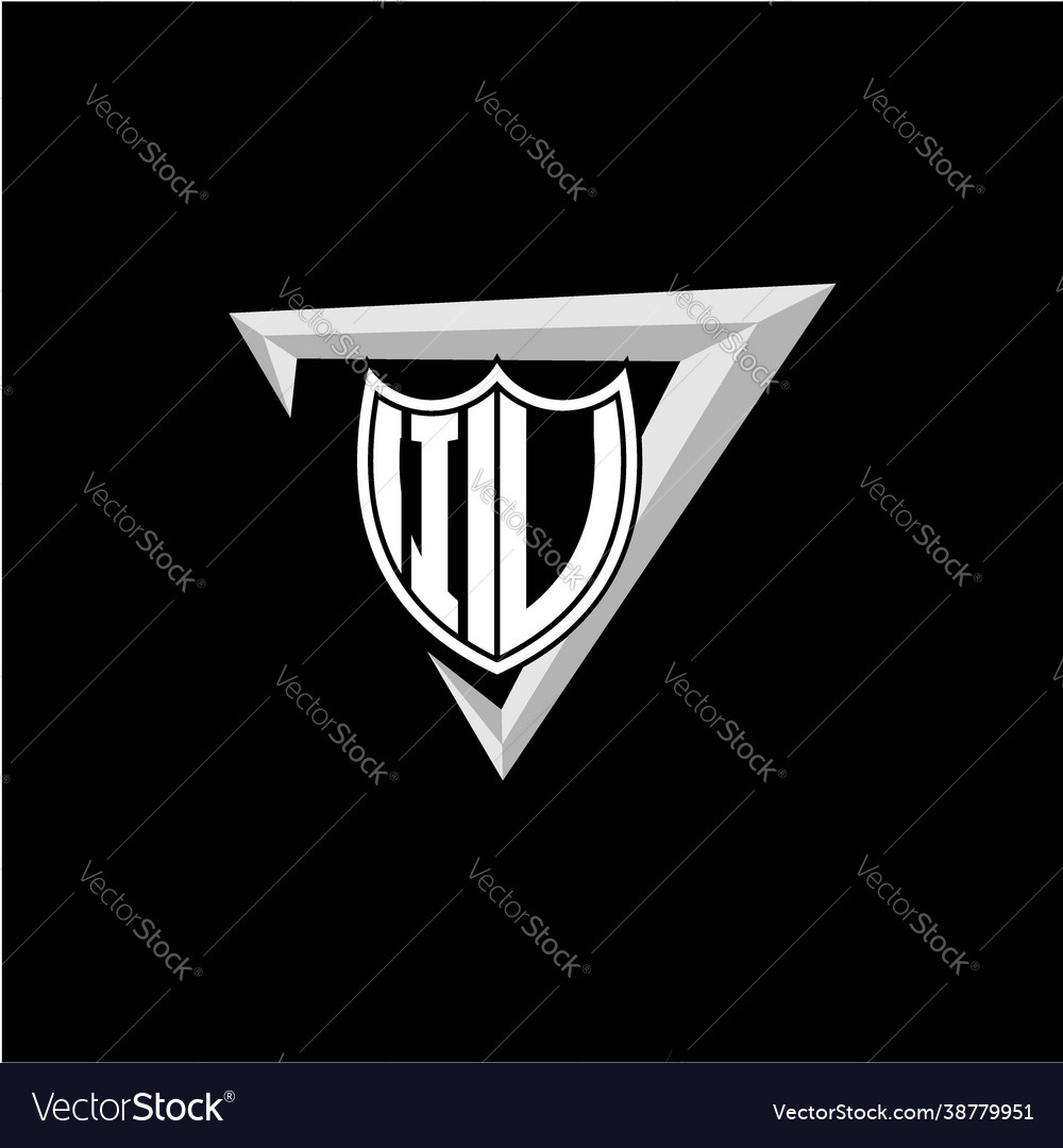 Initial letter i u shield shape with triangular