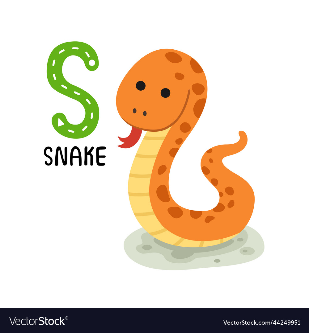 Isolated animal alphabet letter s-snake Royalty Free Vector