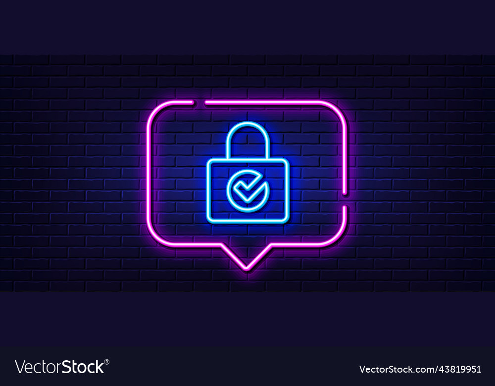 Lock with check line icon private locker sign vector image Lock with check line icon private locker sign
