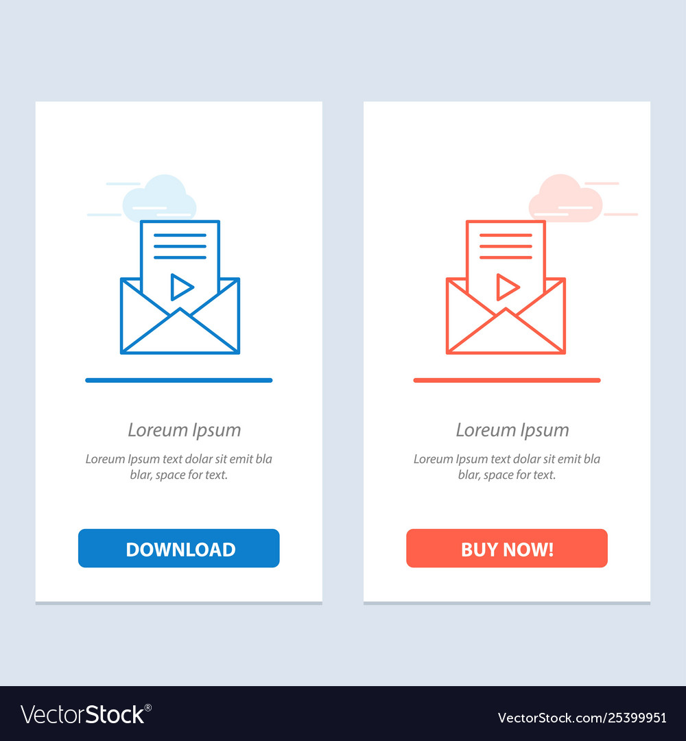 Mail message sms video player blue and red