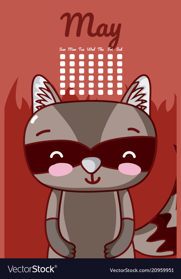 Raccoon niedliches Kalenderdesign