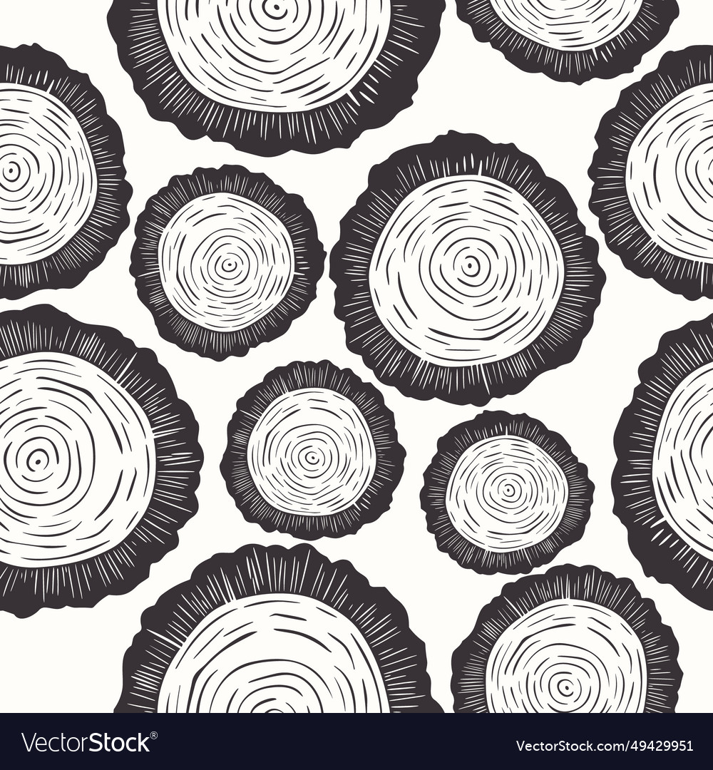 Seamless pattern with tree rings saw cut Vector Image