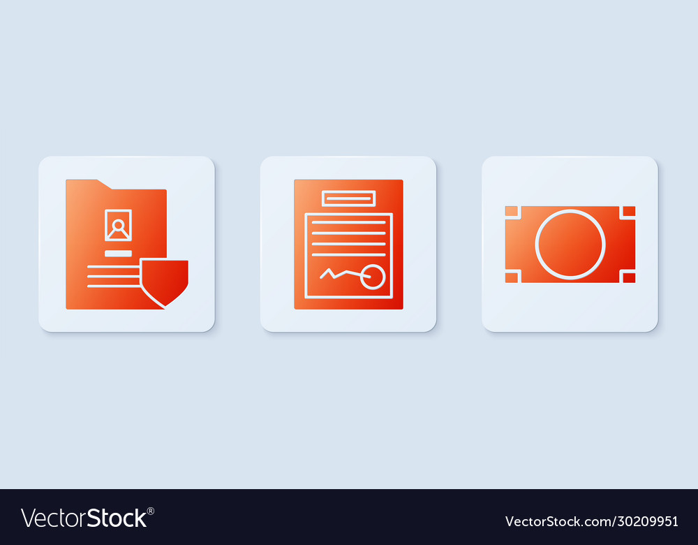 Set filled form document with shield and stacks vector image Set filled form document with shield and stacks