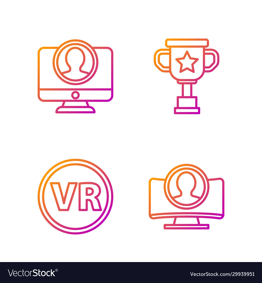 Set line create account screen virtual reality vector image Set line create account screen virtual reality