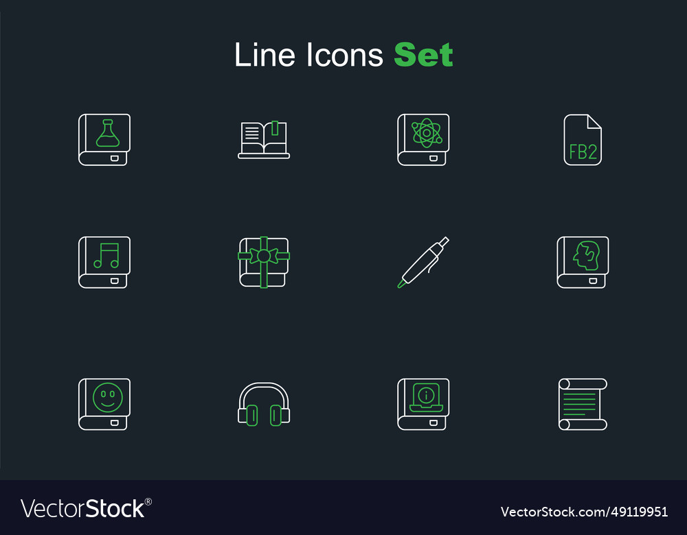 Set line decree parchment scroll user manual vector image Set line decree parchment scroll user manual