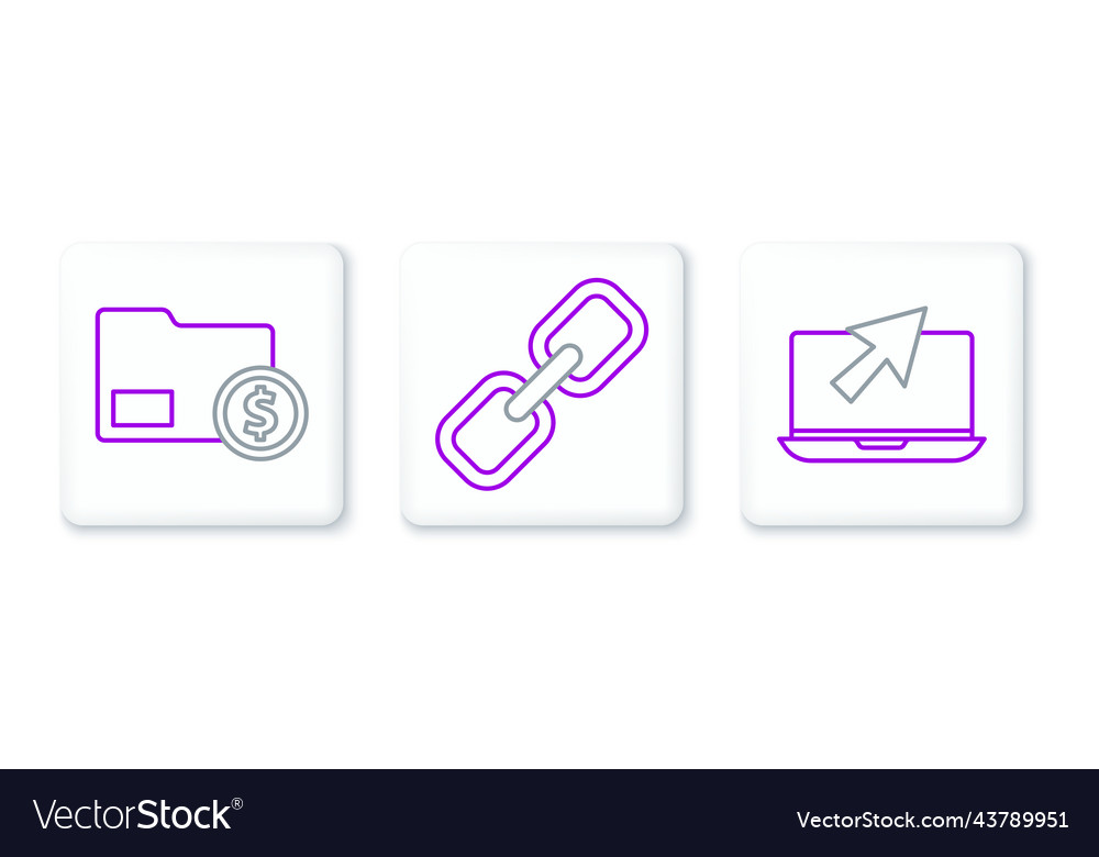 Set line laptop and cursor envelope with coin vector image Set line laptop and cursor envelope with coin
