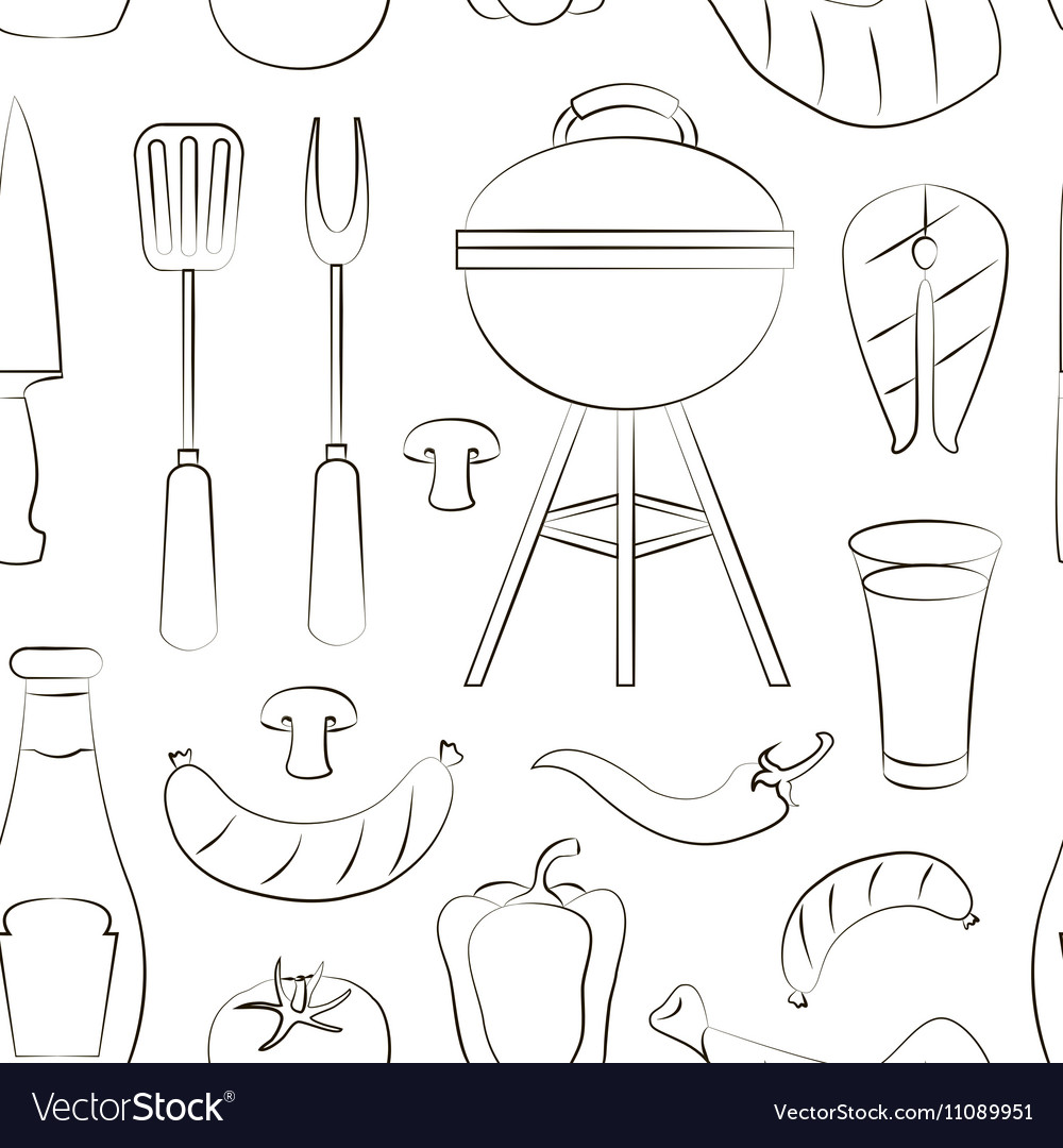 Set of barbecue pattern Royalty Free Vector Image