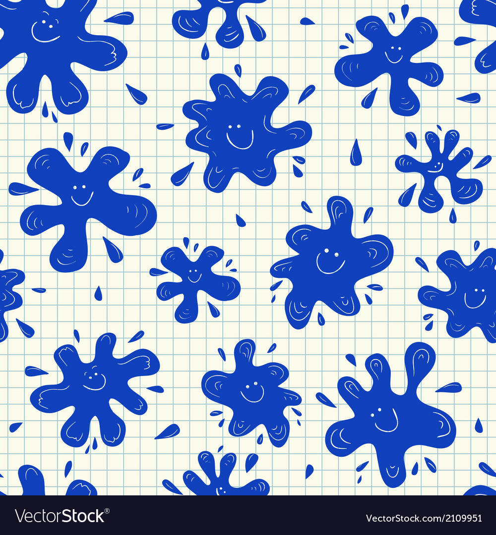 Smiling ink blots seamless pattern