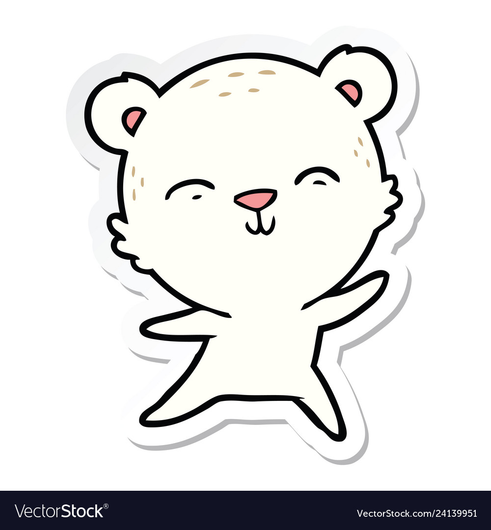 Sticker a happy cartoon polar bear dancing Vector Image