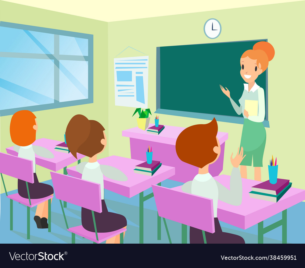 Teacher in classroom with Royalty Free Vector Image