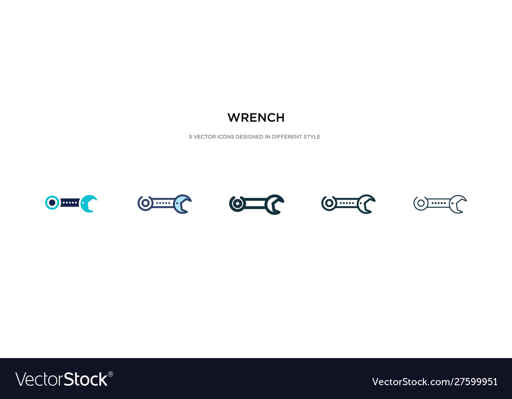 Wrench icon in different style two colored