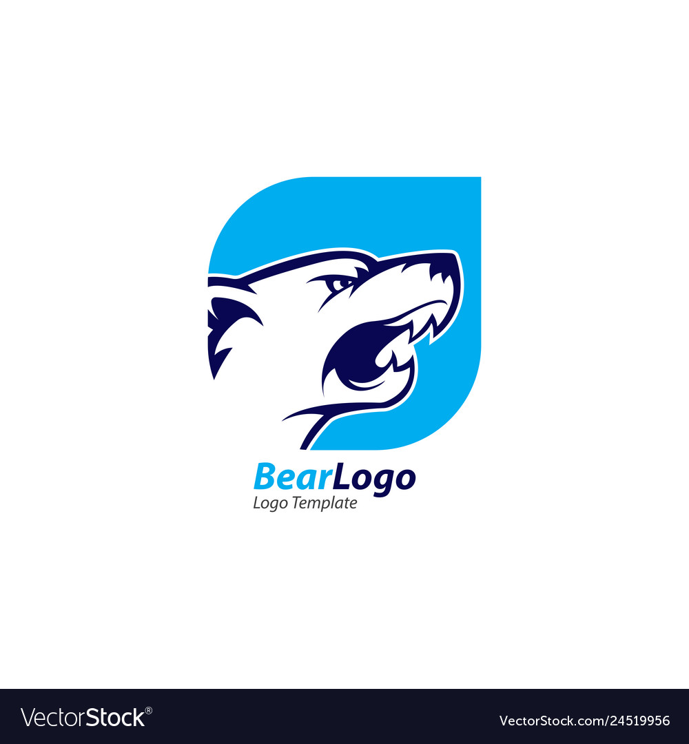 Bear logo template with color blue and white