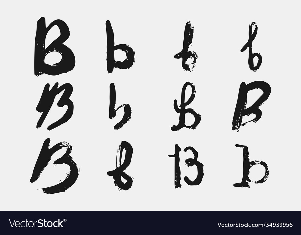 Black letter b written in grunge calligraphy Vector Image Black letter b written in grunge calligraphy