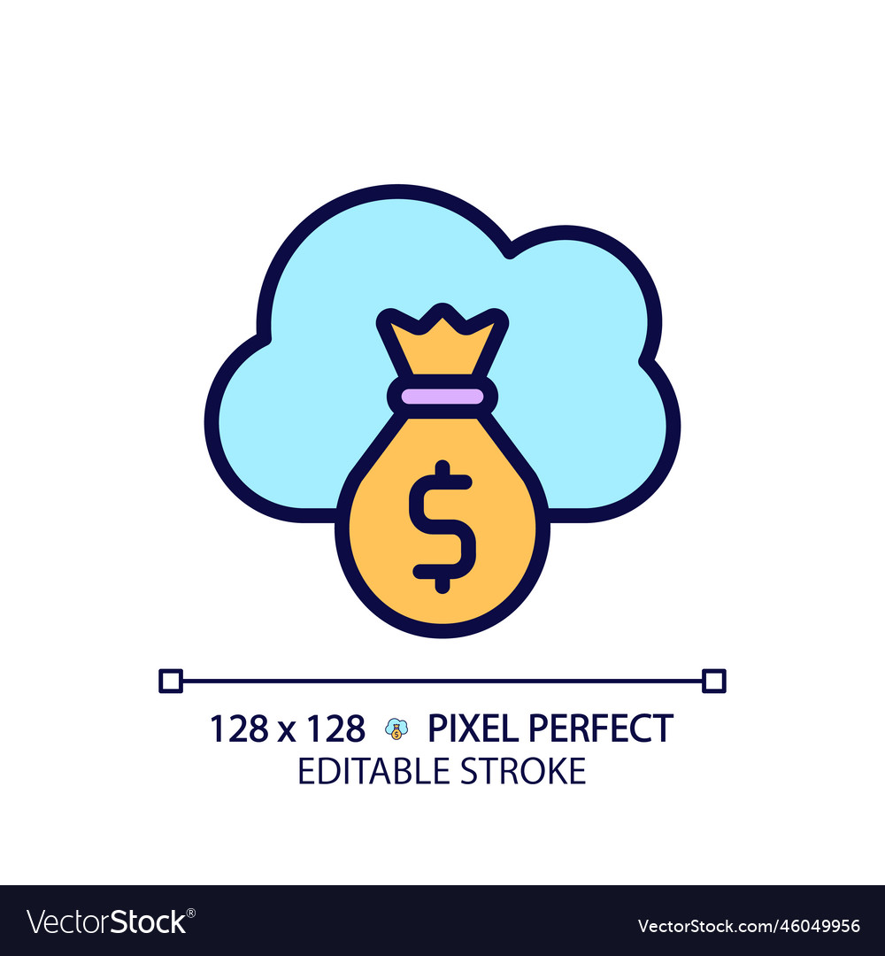 Cloud service cost pixel perfect rgb color icon